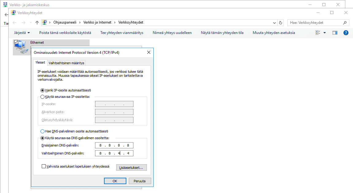 Windows 10 uudet nimipalvelimet