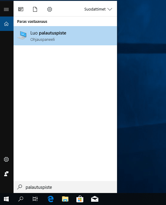 Luo Windows 10 järjestelmän palautuspiste