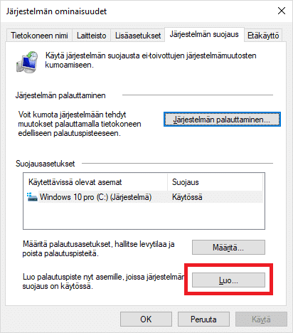 Windows 10 järjestelmän palautustyökalu