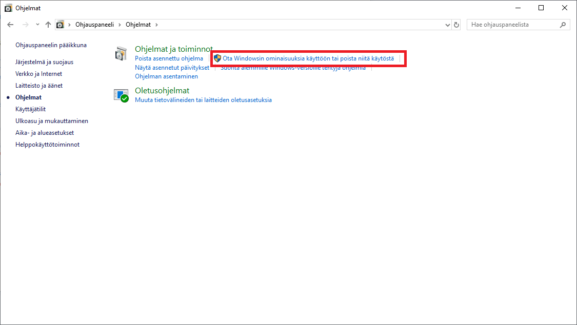 Windows 10 ominaisuudet
