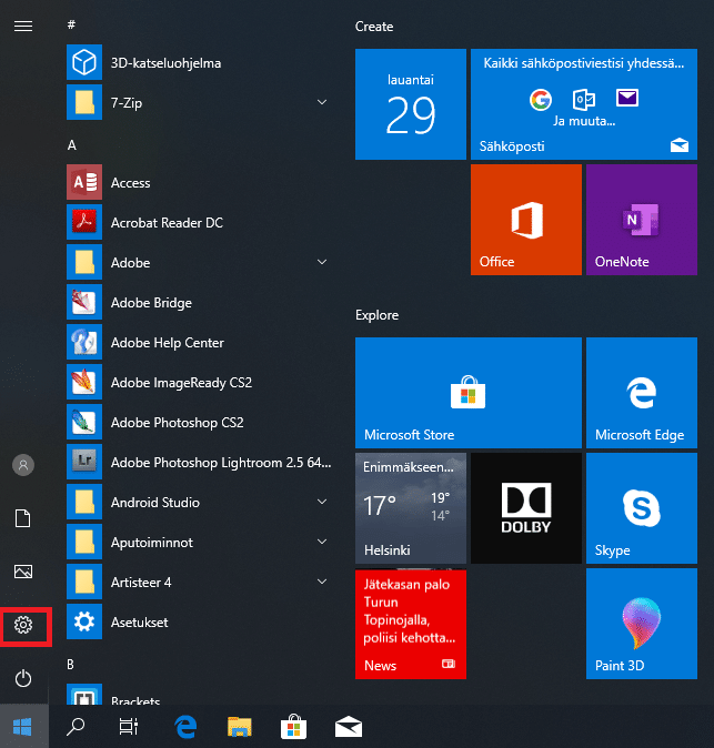 Windows 10 asetukset