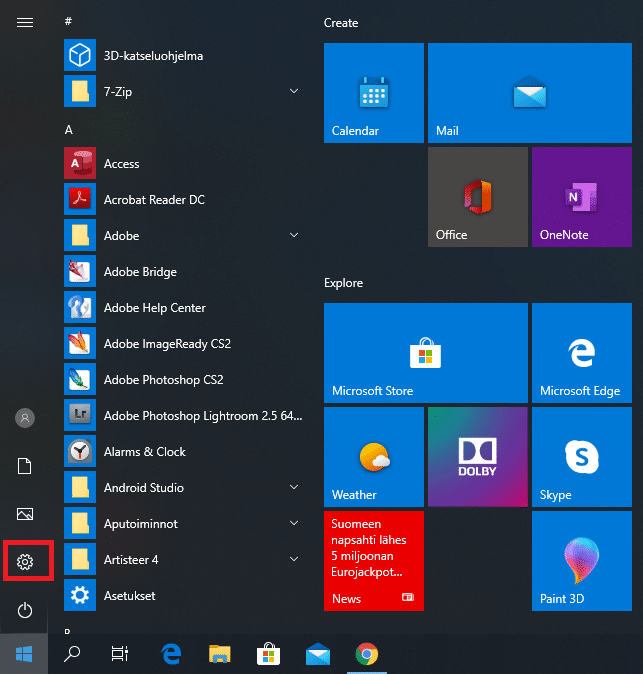 Windows 10 asetukset